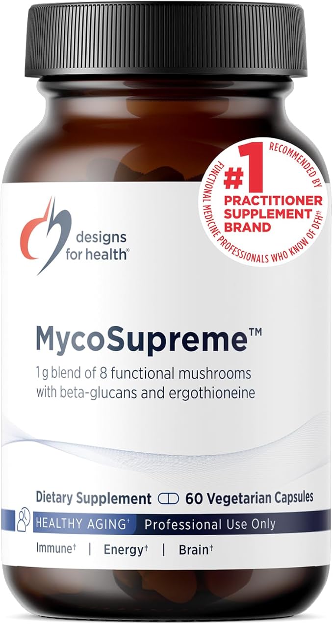 Designs for Health MycoSupreme Mushroom Supplement - Nootropic Immune Support Supplement with Lion’s Mane, Reishi, Cordyceps, Turkey Tail, & Chaga Mushroom Complex - Vegan, Gluten Free (60 Capsules)