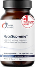 Designs for Health MycoSupreme Mushroom Supplement - Nootropic Immune Support Supplement with Lion’s Mane, Reishi, Cordyceps, Turkey Tail, & Chaga Mushroom Complex - Vegan, Gluten Free (60 Capsules)