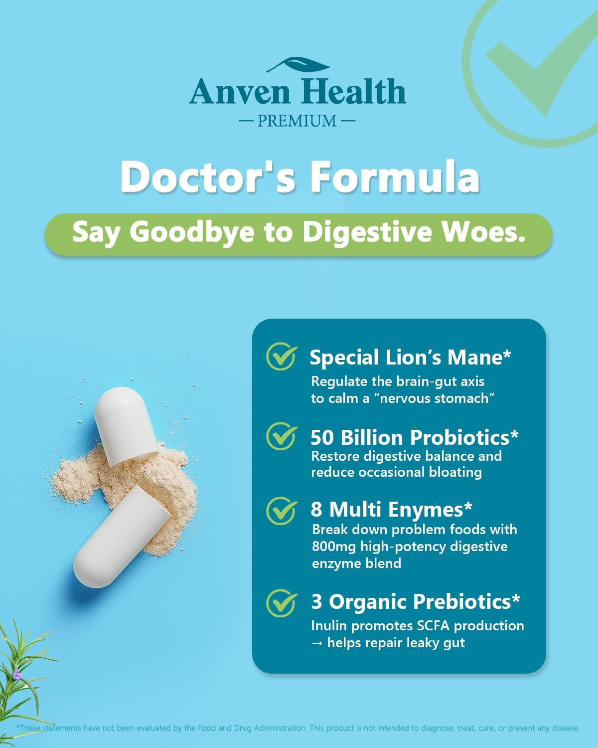 800mg Digestive Enzymes for Men and Women with Probiotics & Prebiotics, 8 Key Enzymes, Protease, Amylase & Lipase | 180 Capsules - A 60-Day Supply for Bloating & Gas Relief - Non-GMO