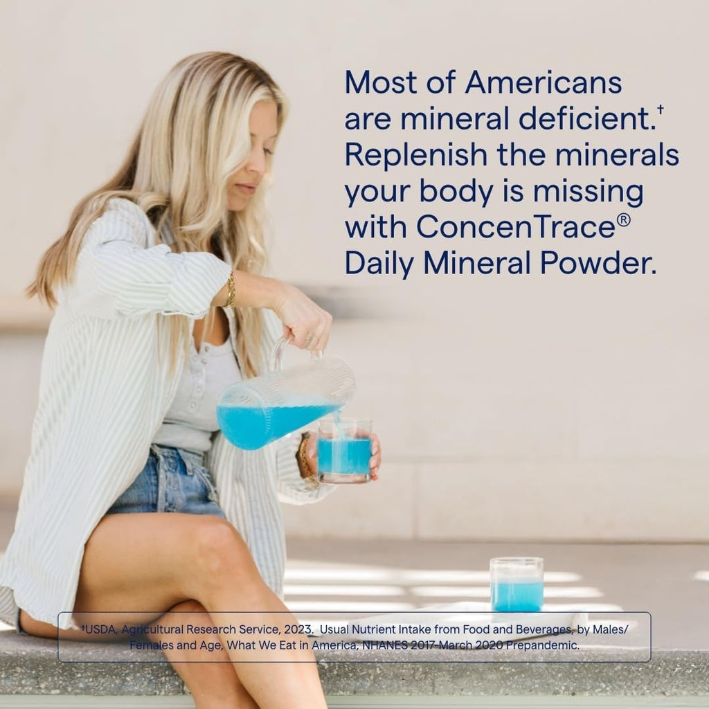 Trace Minerals ConcenTrace Daily Mineral Powder 60 Servings - 700mg of ConcenTrace per Serving (About 15 Drops) Full Spectrum for Whole Body Wellness- Blue Acai Flavor