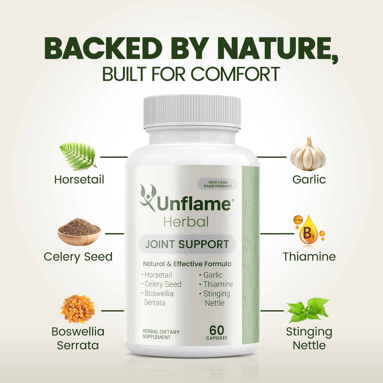 Herbal Supplement – Botanical Support for Joints, Back, and Muscles – 60 Capsules – Natural Herbal Blend – Dietary Supplement