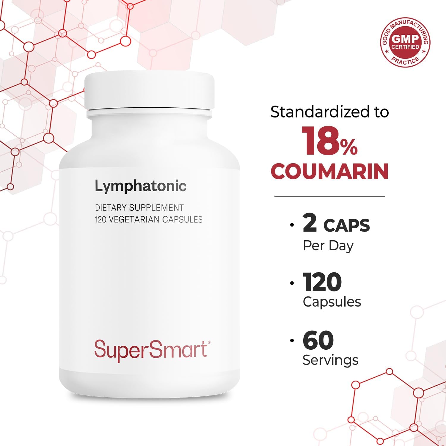 Supersmart - Lymphatonic 40mg per Day - Lymphatic Drainage Supplement - Melilotus Officinalis | Non-GMO & Gluten Free - 120 Vegetarian Capsules