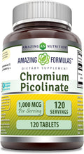 Amazing Formulas Chromium Picolinate Supplement | 1000 Mcg | 120 Tablets | Non-GMO | Gluten-Free | Made in USA