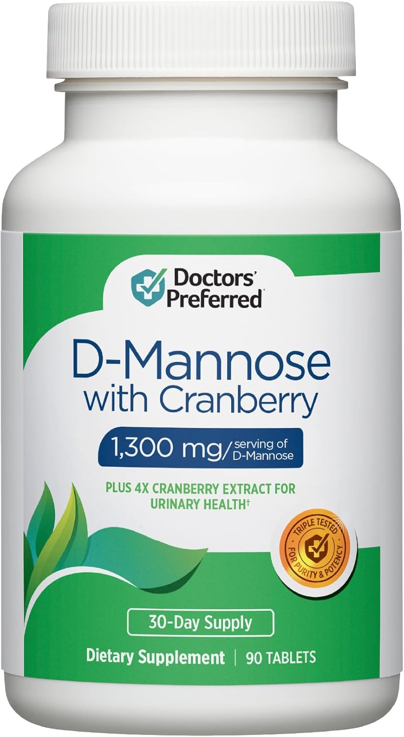 DOCTORS' PREFERRED D-Mannose 1300 MG with Cranberry 500 MG Supplement - Premium Formula (90 Vegan Tablets)