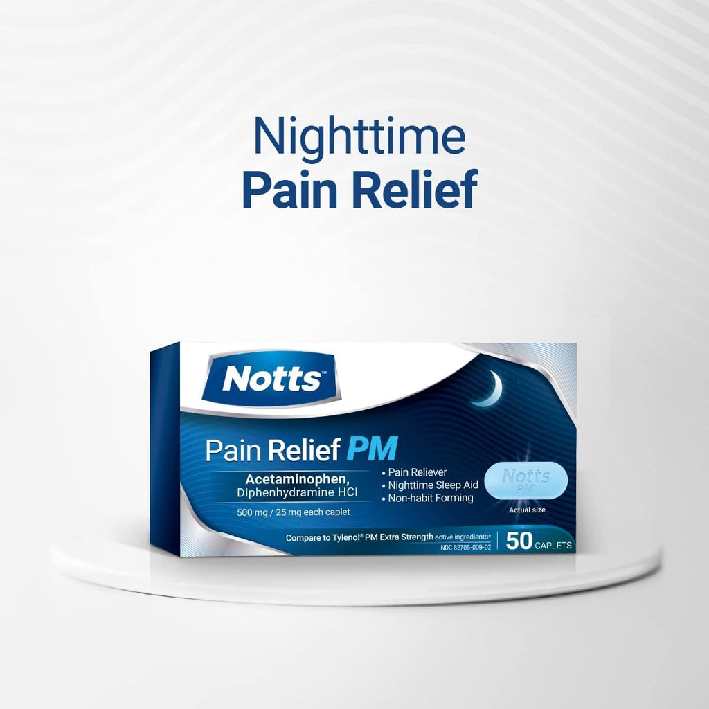 PM Extra Strength Pain Relief & Sleep Aid, 500mg Acetaminophen & 25mg Diphenhydramine HCl, 50 Caplets for Nighttime Aches, Headaches & Body Pain, Non-Habit Forming (Pack of 2)