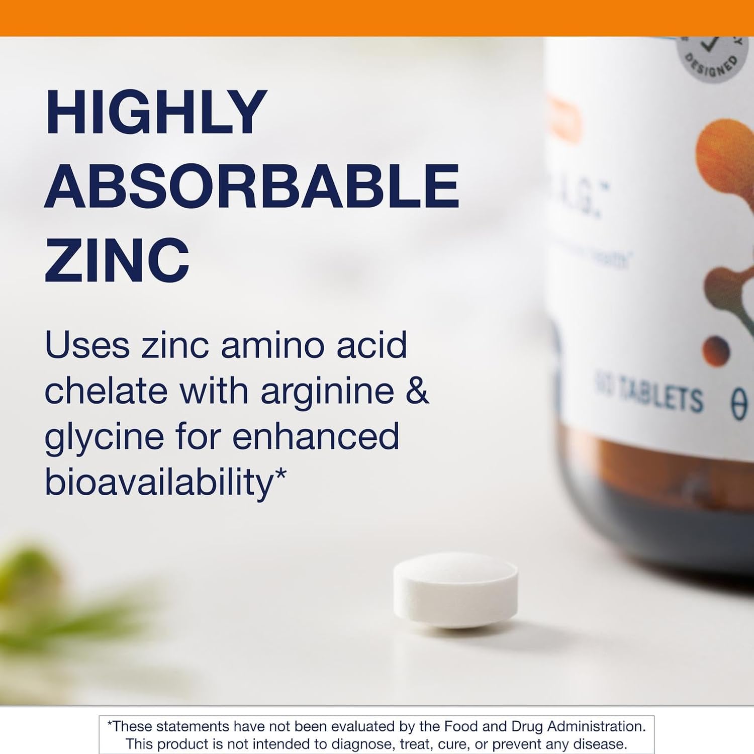 Metagenics Zinc A.G. - Highly Absorbable - 20 mg Zinc - For Immune Support, Bone Health & Energy Metabolism* - Zinc Arginate & Zinc Glycinate - Non-GMO & Gluten-Free - 60 Tablets