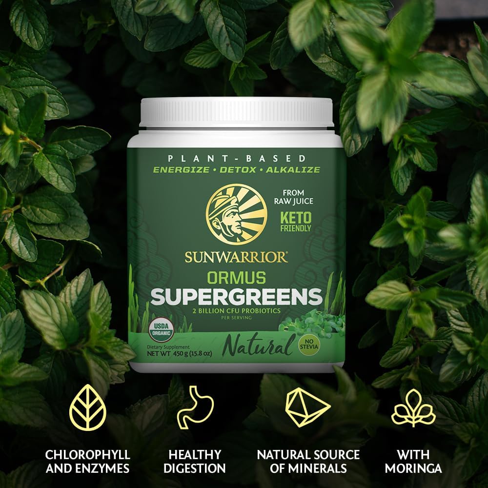 SUNWARRIOR Organic Ormus Supergreens Natural, 8 OZ