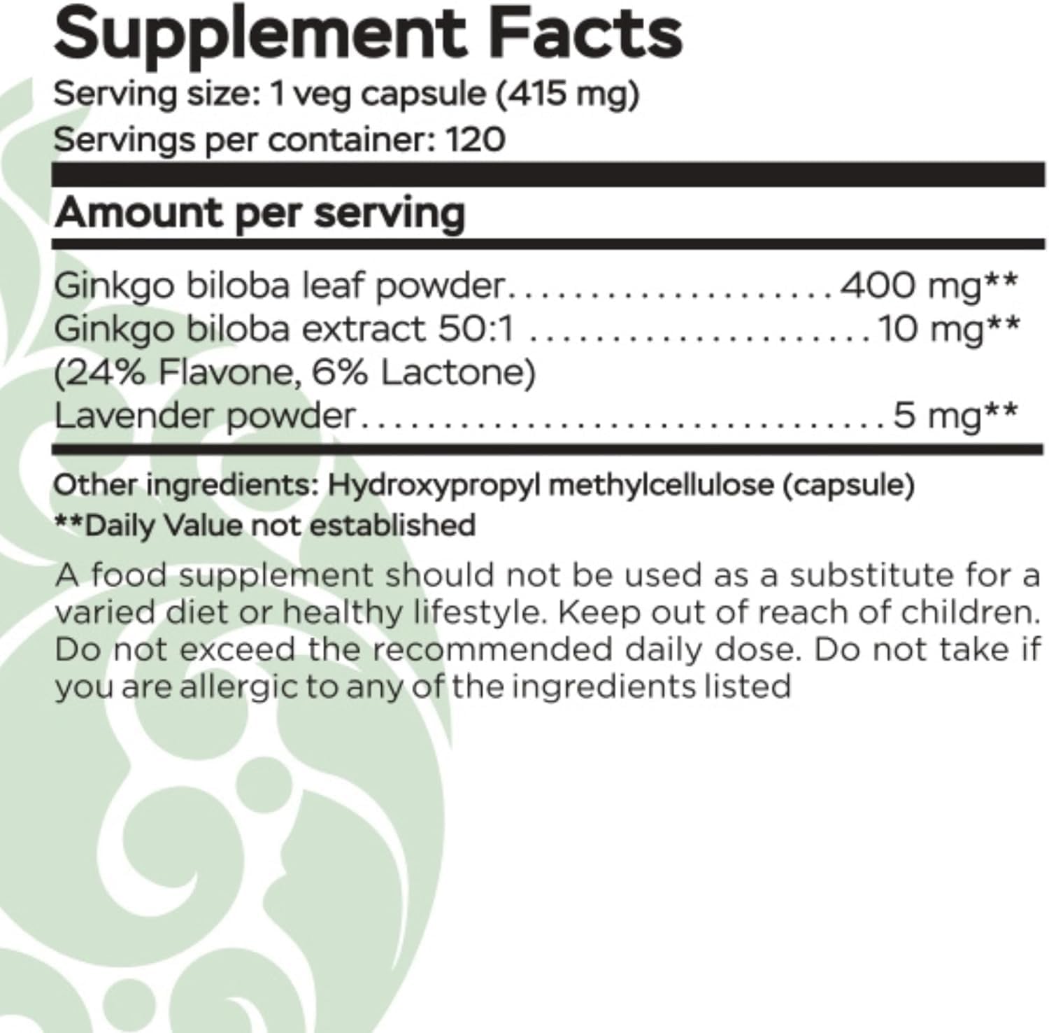 Ginkgo Biloba Support Brain Function, Supplements for Memory and Focus, Natural Antioxidant-Rich, Promotes Overall Health, 120 Vegetarian Capsules, GMP, 120 Count (Pack of 3)