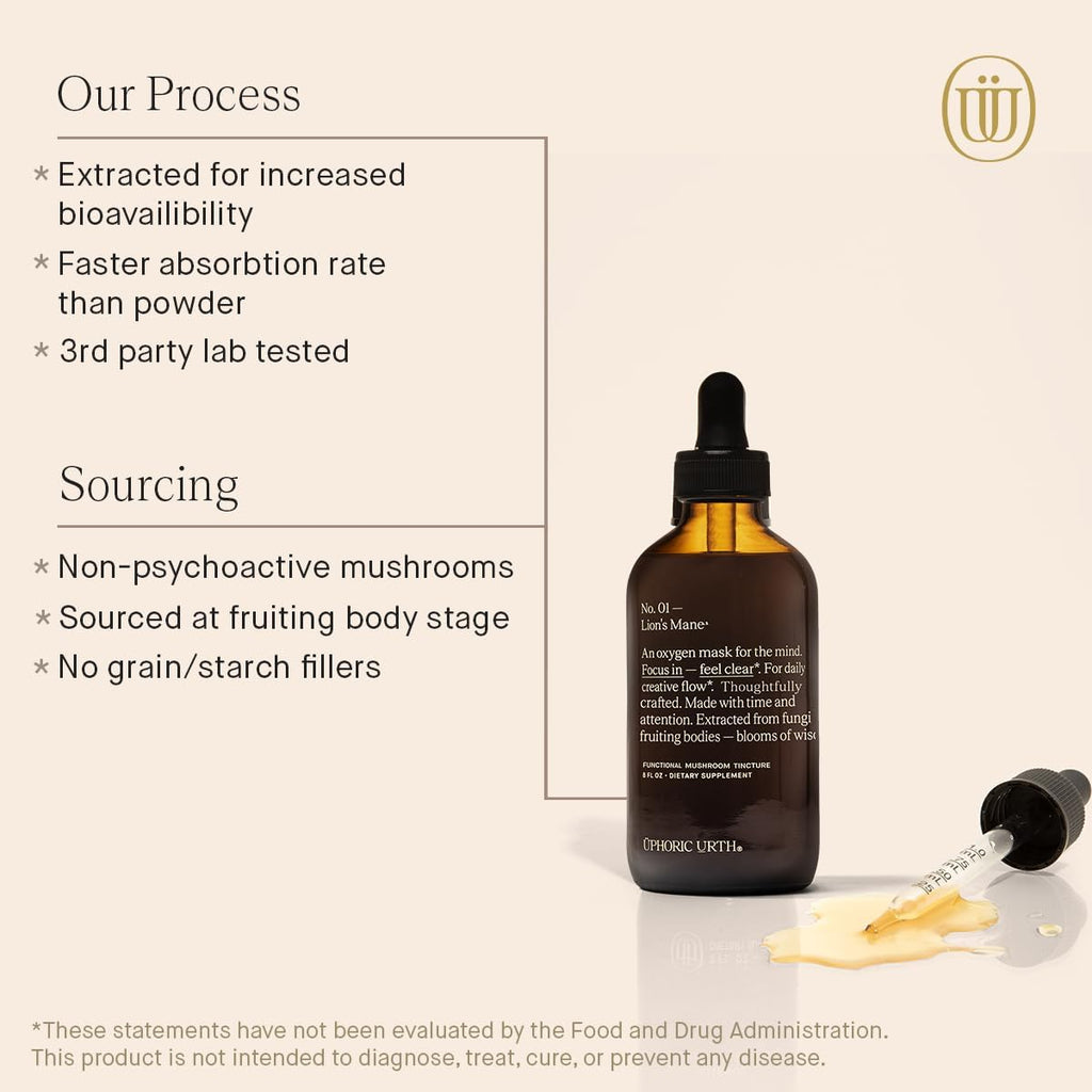 Lions Mane Extract - Double Extracted Fruitbody Mushroom Tincture, Natural Support for Mental Clarity, Brain Function, Memory, Cell Regeneration, Creativity & Mood (240 Servings)