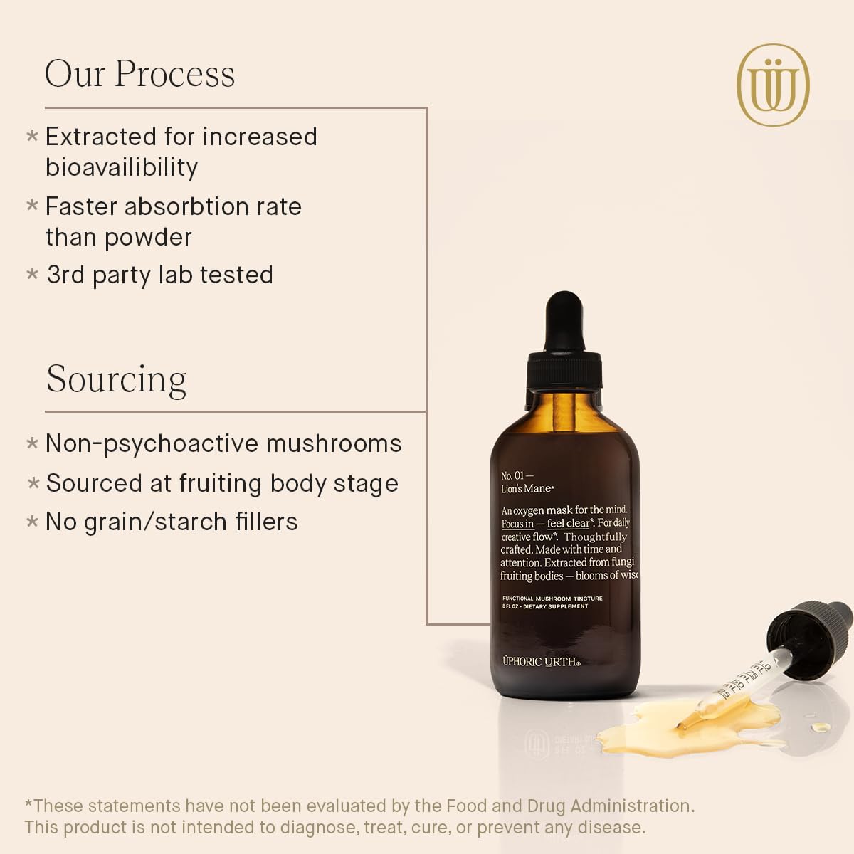 Lions Mane Extract - Double Extracted Fruitbody Mushroom Tincture, Natural Support for Mental Clarity, Brain Function, Memory, Cell Regeneration, Creativity & Mood (240 Servings)