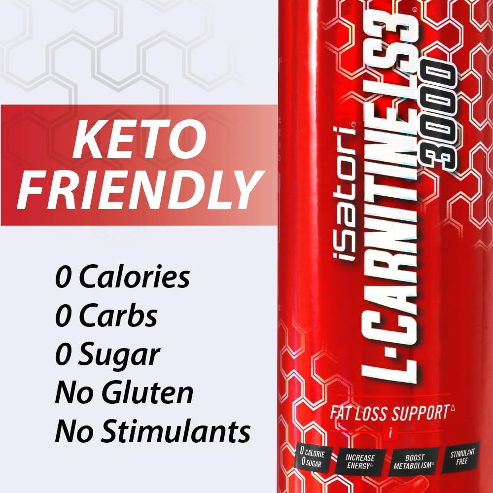 iSatori L-Carnitine LS3 3000, Liquid L-Carnitine with Acetyl L-Carnitine, L-Carnitine L-Tartrate, Stimulant Free Pre Workout, No Calories, Sugar, Gluten, Keto-Friendly, Peach Nectarine (32 Servings)