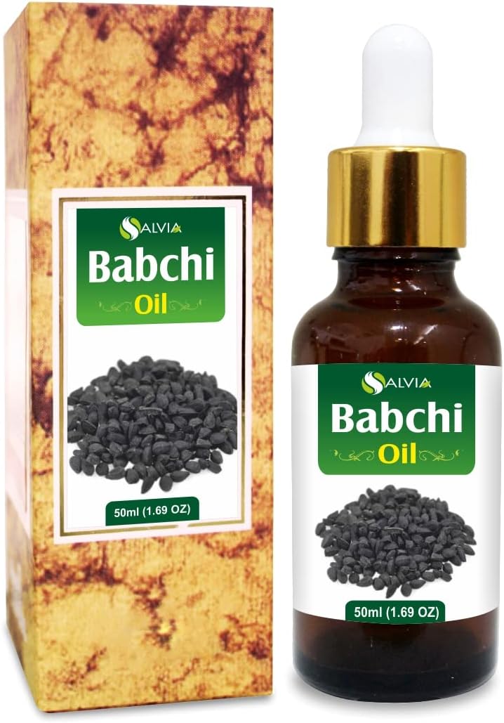 Salvia Babchi Oil (Psoralea Corylifolia) Pure & Natural Undiluted Uncut Cold Pressed Carrier Oil | Use for Aromatherapy | Therapeutic Grade (50 ML with Dropper)