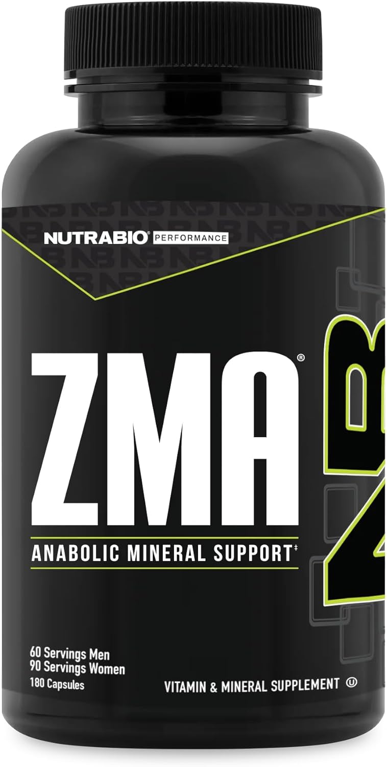 NutraBio ZMA Supplements for Men & Women- Zinc Magnesium Supplements to Support Hormone Levels, Peak Performance, Sleep, Muscle Recovery, Immune Health, 180 Ct.