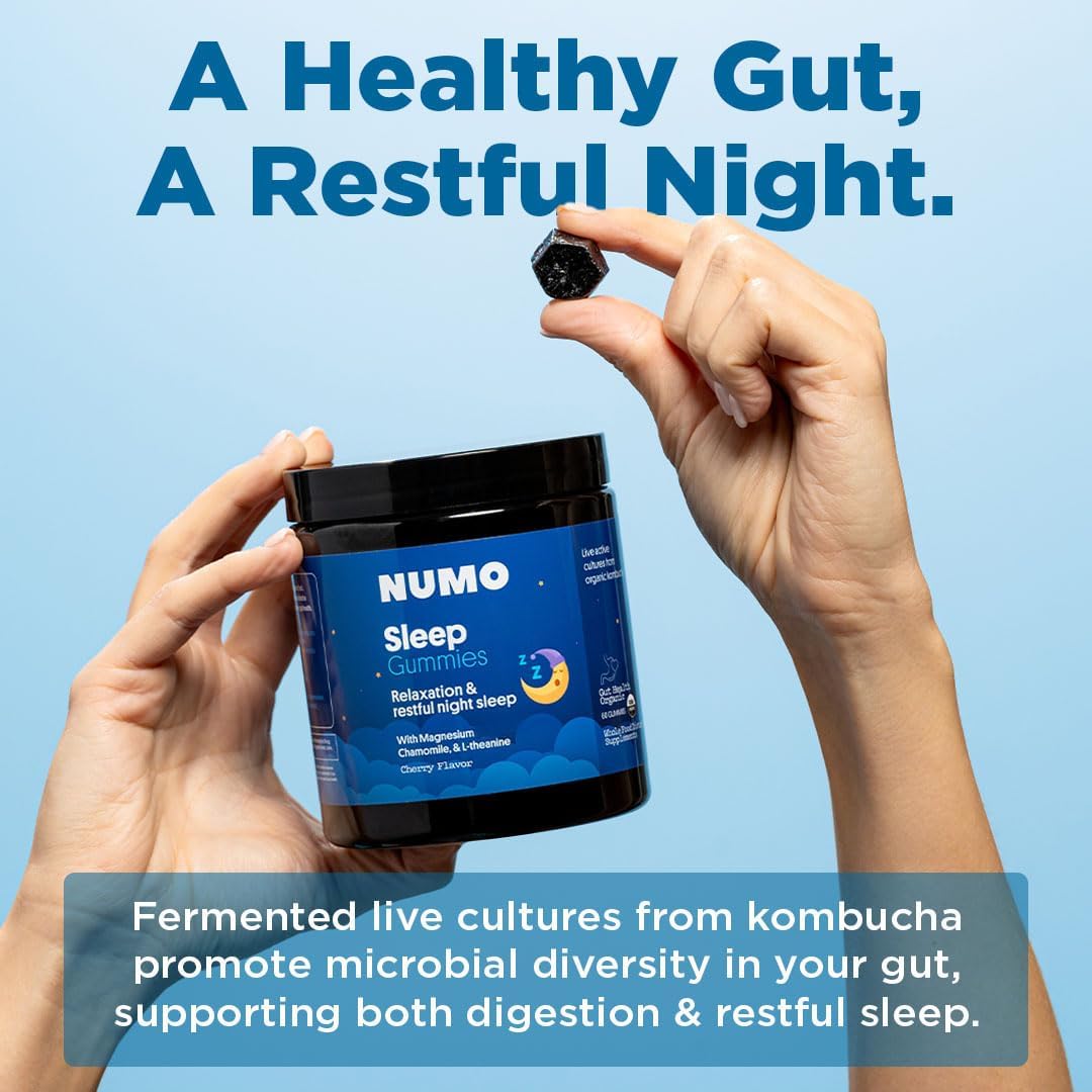 Numo Melatonin Free Sleep Gummies - Natural Sleep Aid with Magnesium, L-Theanine, Apigenin (Chamomile Extract), Taurine, VIT B6, Kombucha Culture - Non-Melatonin, Organic Ingredients - 60 Count
