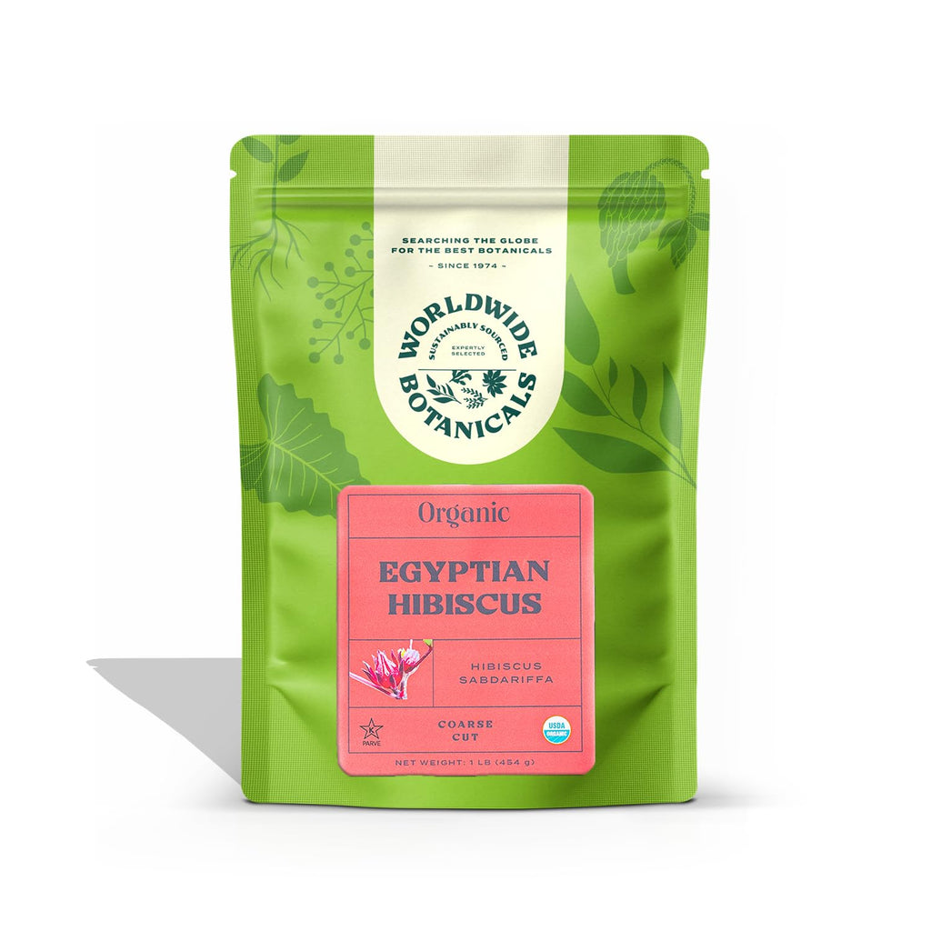 Worldwide Botanicals Organic Hibiscus Tea – 1 lb, Loose Leaf, Cut and Sifted – 100% Egyptian Hibiscus sabdariffa AKA Karkade, Roselle, Sorrel, Zobo, Flor de Jamaica, 1 Pound Bag
