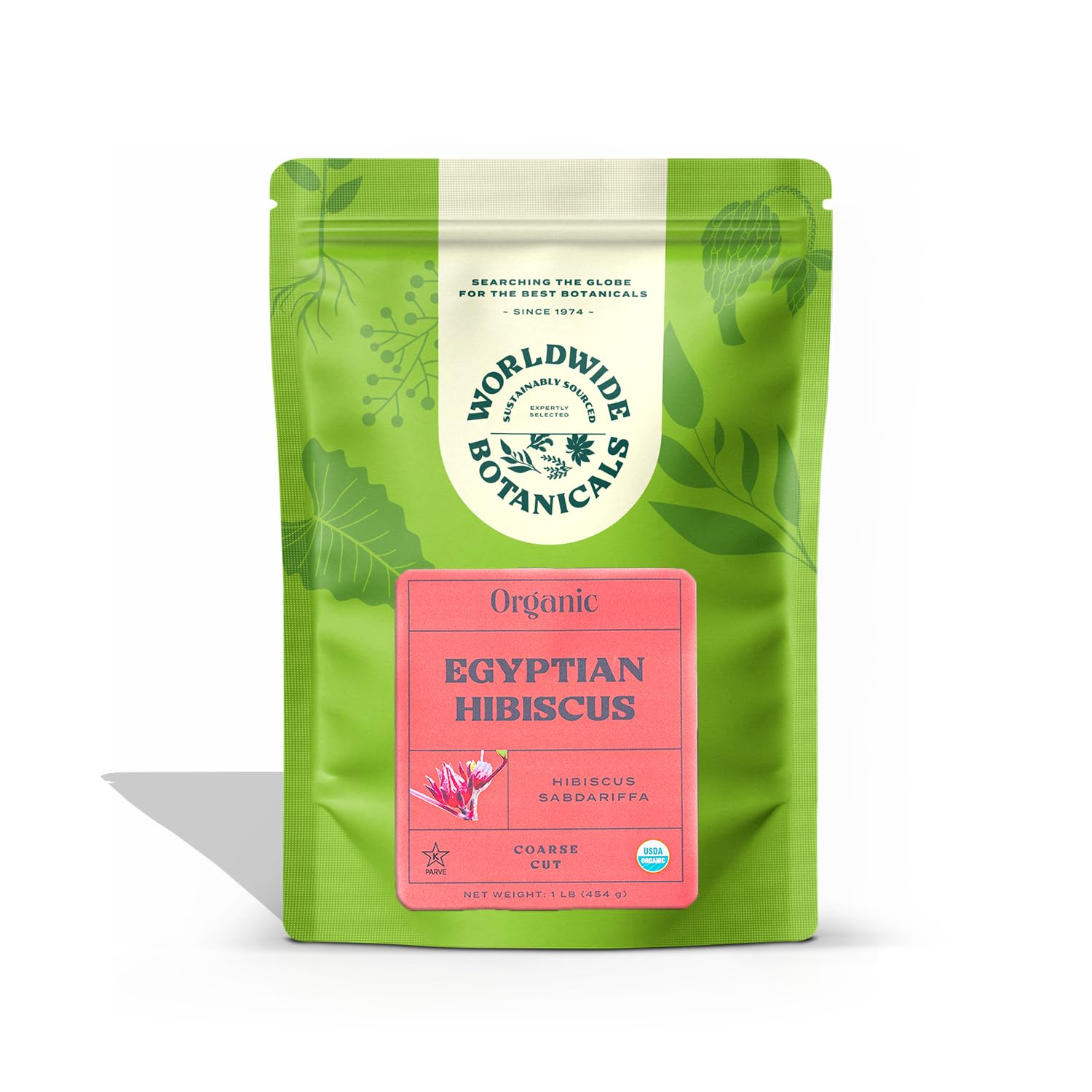 Worldwide Botanicals Organic Hibiscus Tea – 1 lb, Loose Leaf, Cut and Sifted – 100% Egyptian Hibiscus sabdariffa AKA Karkade, Roselle, Sorrel, Zobo, Flor de Jamaica, 1 Pound Bag