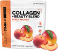 Clean Simple Eats Collagen Powder + Beauty Blend, Peach Mango, 11G Hydrolyzed Collagen Peptides from Grass Fed Bovine & Chicken, Hyaluronic Acid for Hair, Skin, Nail & Joint Support, 30 Servings