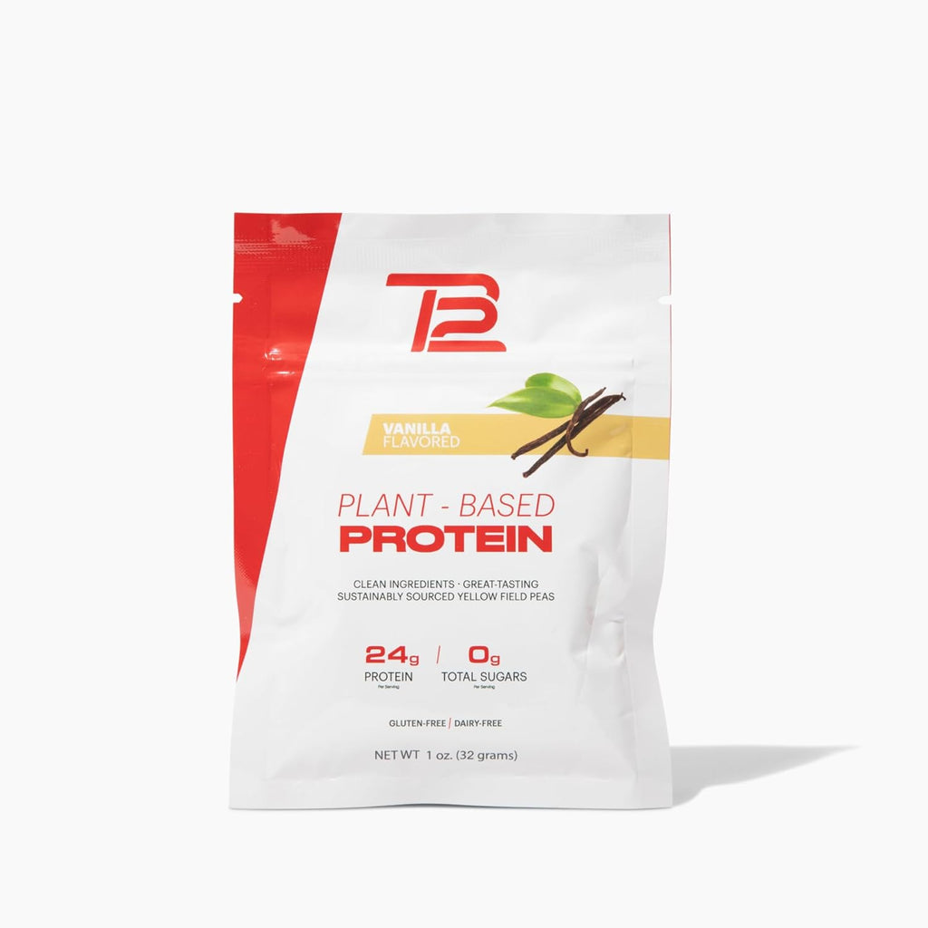 TB12 Plant Based Protein Powder by Tom Brady, 24g of Vegan Pea Protein, Low Sugar, Low Carb, Non-GMO, Meal Replacement, Keto Friendly, Paleo, Sugar Free, Vanilla Flavor (1.12 Ounce, Pack of 12)