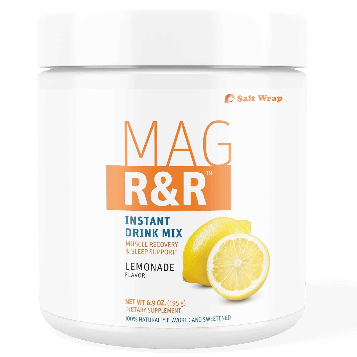 SaltWrap Mag R&R Instant Drink Mix - Sugar-Free Nighttime Magnesium Glycinate Powder with Stevia & FiberSMART® - Muscle Cramp & Leg Cramps Relief, Sleep & Relaxation Support - 30 Servings