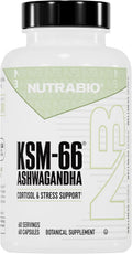 NutraBio Ashwagandha KSM-66 | Ashwaganda Herbal Supplement for Stress, Mood, & Performance | 600 MG of Clinically Studied KSM66 60 Capsules