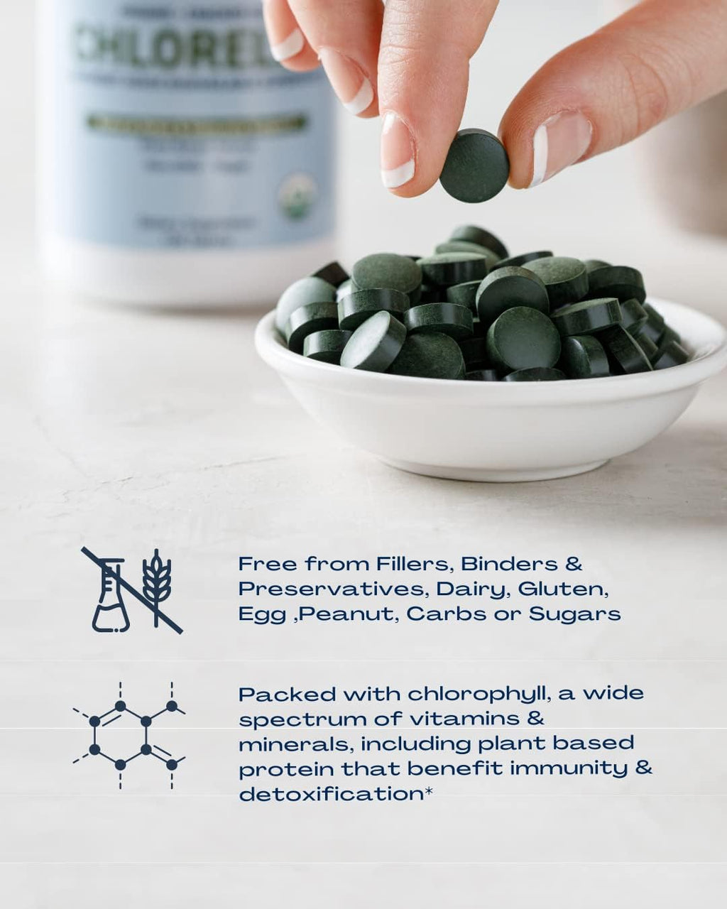 BioOptimal Organic Chlorella Tablets - Organic, Non-GMO, No Additives or Fillers - 500mg Premium Quality Dietary Supplement with Vitamins, Minerals, & Antioxidants (120 Tablets)