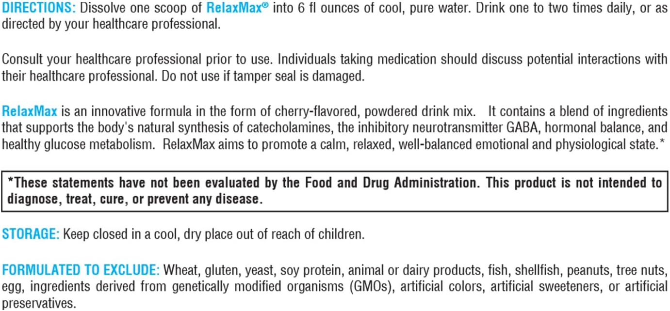 XYMOGEN RelaxMax Drink Mix - Promotes Relaxation, Stress Resiliency + Hormone Support - Magnesium Powder with Myo-Inositol, GABA, L-Theanine - Cherry Flavor Mood Support Supplement (8.25 oz)