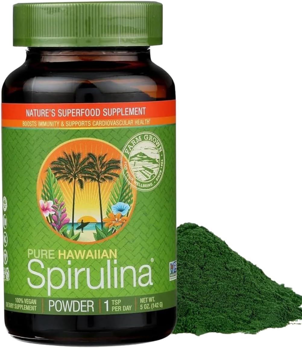 Nutrex Hawaii, Pure Hawaiian Spirulina Powder, Vegan, Supports Immune System, Heart, Cells and Energy, 5 Ounce
