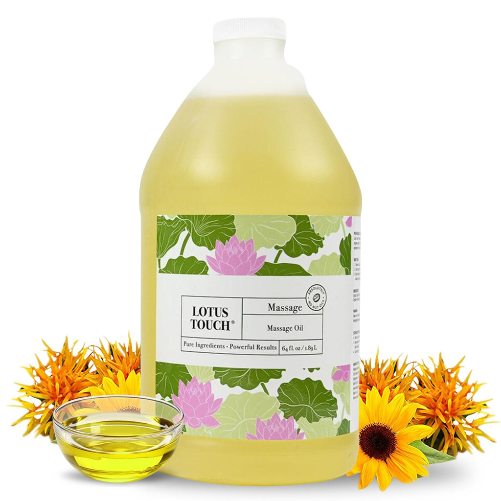 Organic Naturals Massage Oil by Lotus Touch - 100% Certified Organic - High Glide, Easy Workability - Pure Flax Seed, Olive Oil, Jojoba Oil, Shea Butter, Vitamin E Nourish and Protect Skin 1/2 Gallon