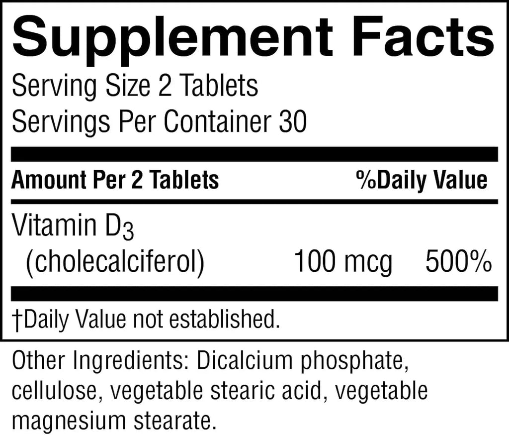 Nature's Sunshine Vitamin D3, 60 Tablets | Supports Bone Health, Contributes to Overall Health, and May Improve Mood