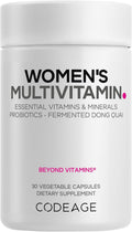 Codeage Women’s Multivitamin - Vitamins A, C, D3, E, B6, B12, Folate, Calcium, Magnesium, Iron, Dong Quai, Probiotics - 1 Capsule Per Serving - Daily Vitamin Pills for Women - Non-GMO - 30 Capsules