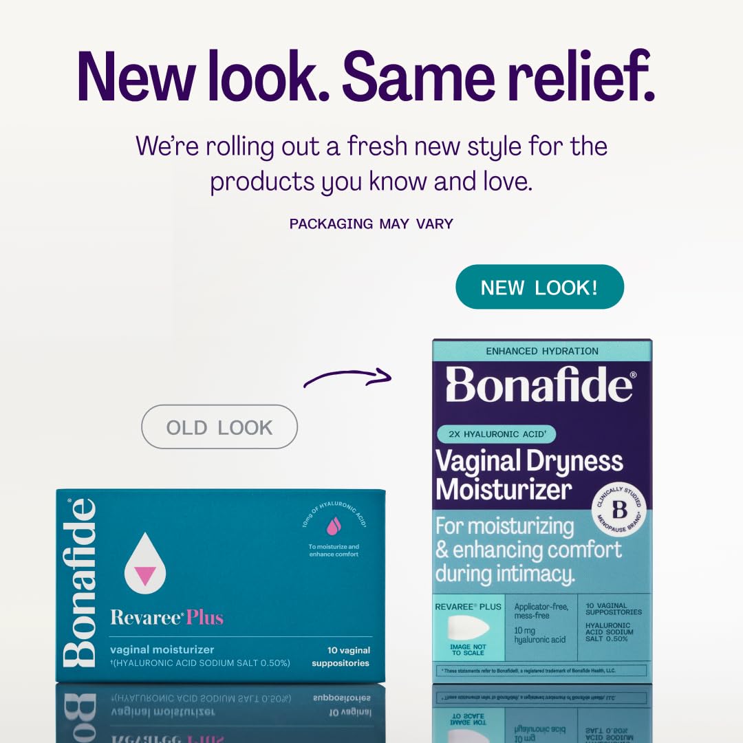 Revaree Plus by Bonafide. Vaginal Moisturizer with 10mg Hyaluronic Acid & Soothing Sweet Almond Oil. — 2-Month Supply (20 Inserts)