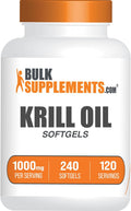 BulkSupplements.com Krill Oil 1000mg Softgels - Antarctic Krill Oil Supplement - Omega 3 Supplement, DHA Supplement - Gluten Free, 2 Softgels per Serving, 240 Count (Pack of 1)