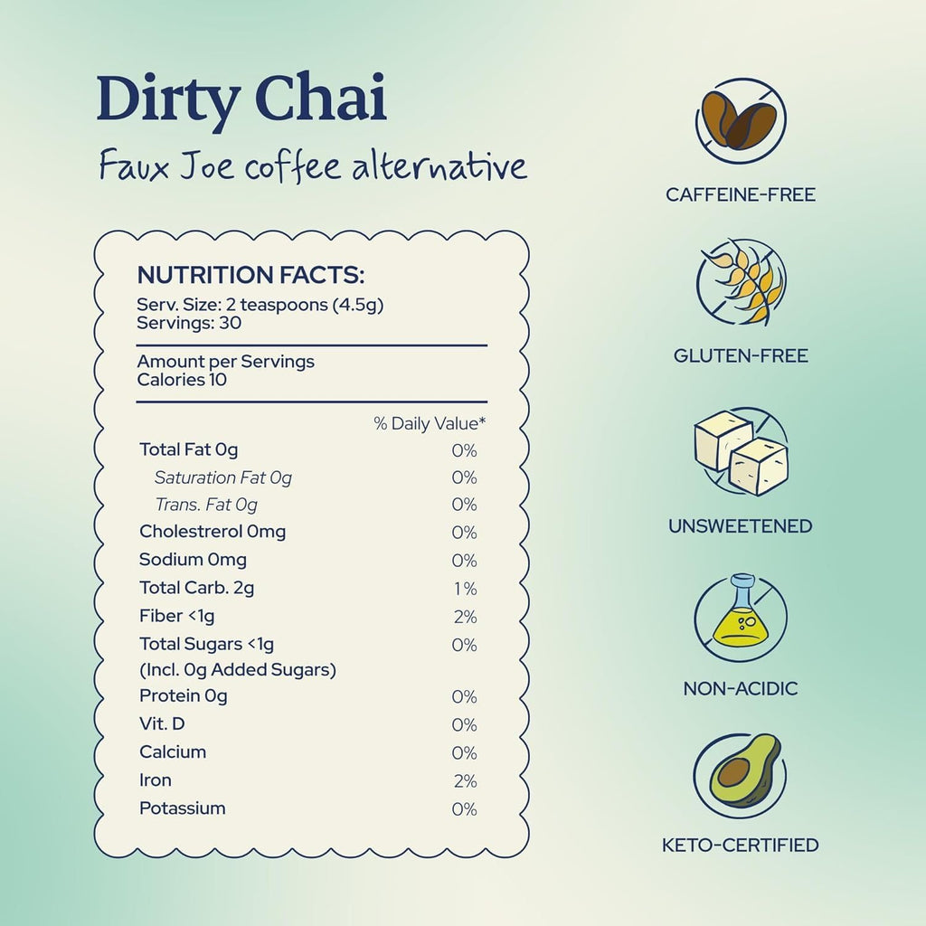 Sip Herbals Dirty Chai Roast Coffee Alternative Loose Leaf - Caffeine-Free Blend with Dandelion Root, Chicory, Cinnamon Clove - Rich Spiced Aroma & Balanced Flavor, As Seen on Shark Tank - 30 Servings