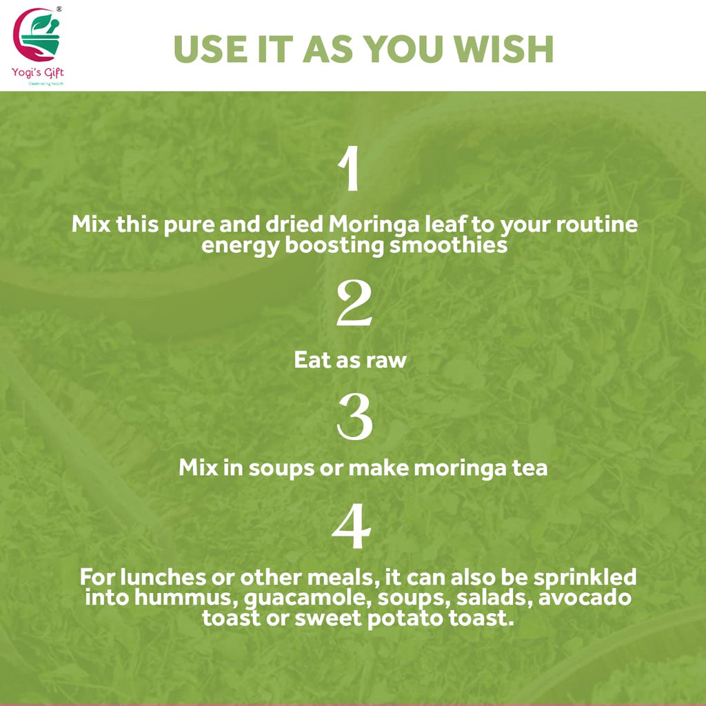 Moringa Leaves Loose 1 LB | Make tea, Springle on salad, Ground and use it | 100% natural Moringa leaf only no stems | te de moringa | by Yogi's Gift®