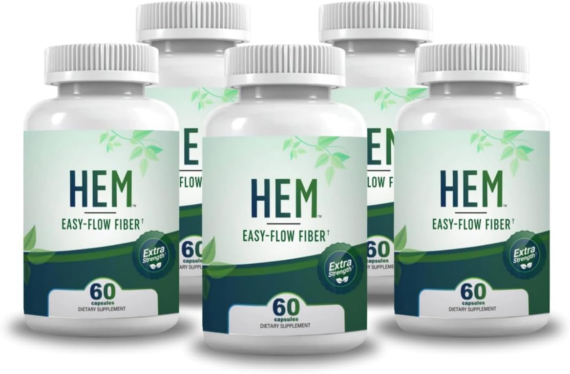 Easy-Flow Fiber – Plant-Based Oat Fiber Supplement for Constipation, Bloating, and Gas Relief | Gentle Digestion and Hemorrhoid Support | Non-Psyllium, Gluten-Free (Pack of 5)