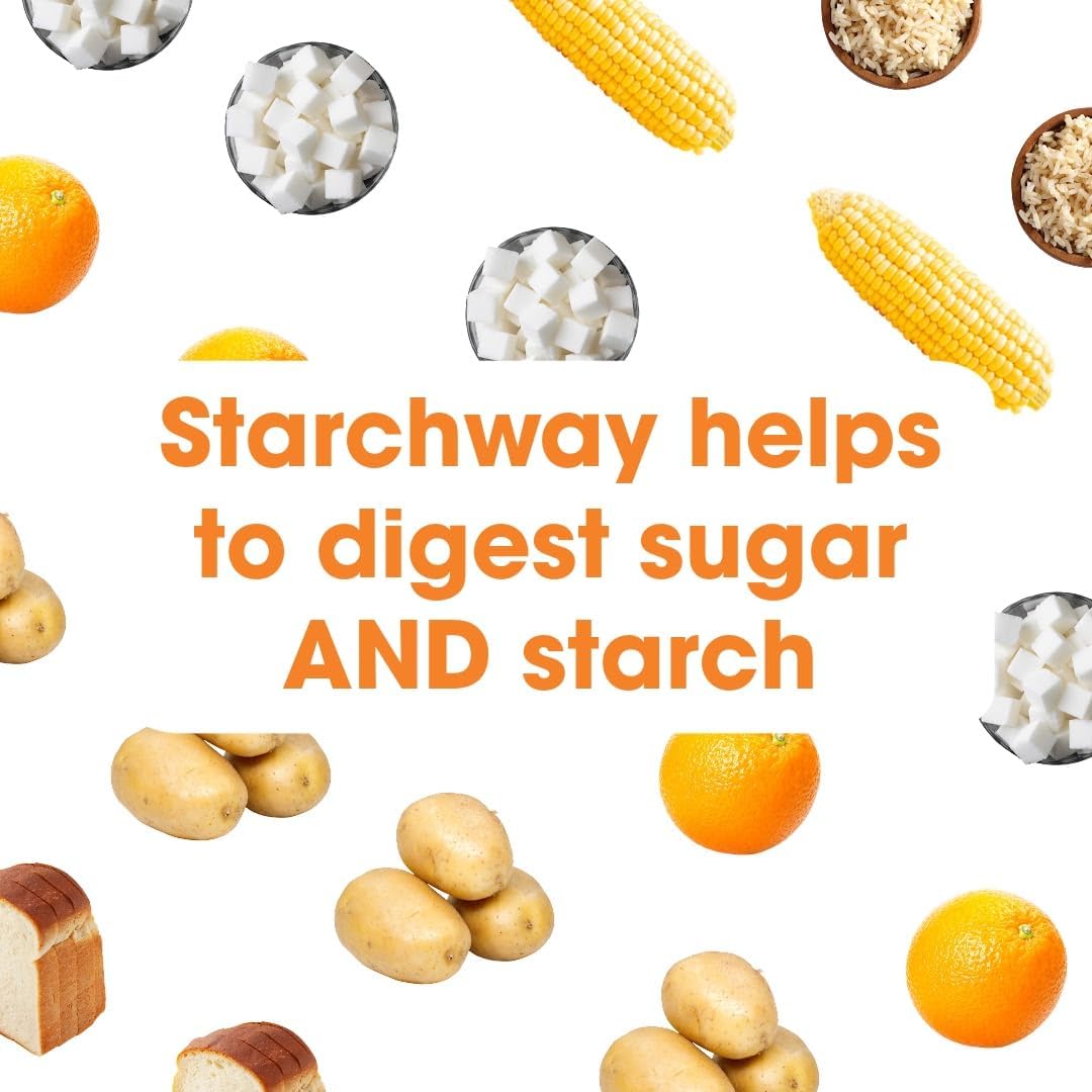 Starchway Digestive Enzymes - 150 capsules | Supplement for Starch & Sucrose Intolerance | Helps Digest Sugars & Starchy Foods | Invertase & Gluco-Amylase Enzymes | Pure & Vegan | Low FODMAP