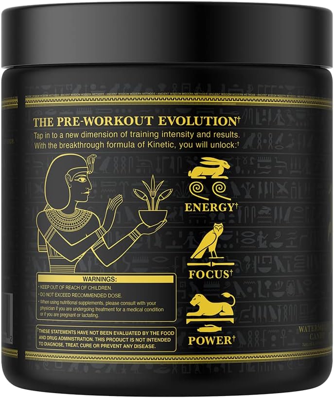 Ambrosia Kinetic Organic Preworkout, Mushroom Enhanced Natural Pre Workout Supplement, Nootropic Superfood Powder for Energy (Watermelon Candy)