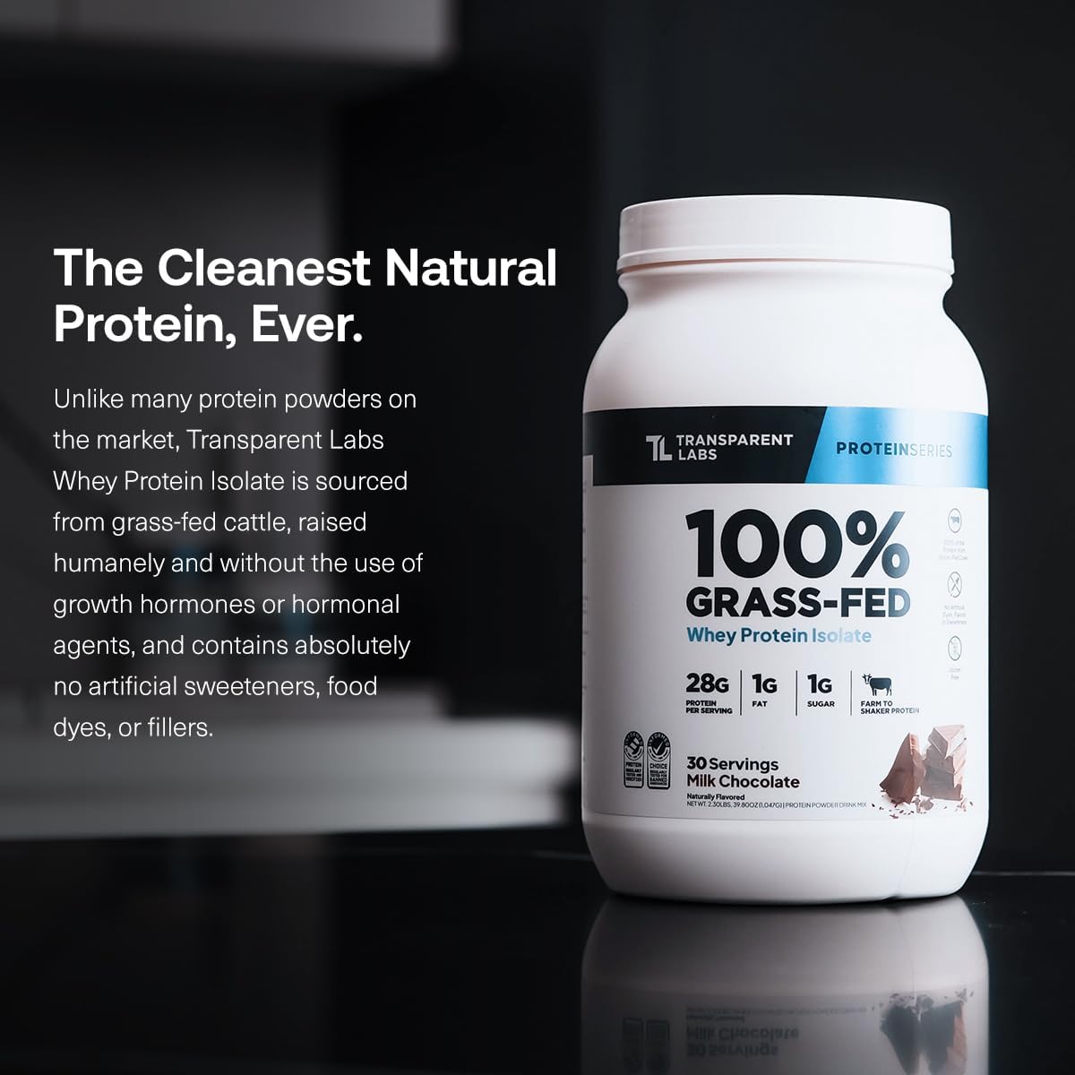Transparent Labs Grass-Fed Whey Protein Isolate - Natural Flavor, Gluten Free Whey Protein Powder w/ 28g of Protein per Serving & 9 Essential Amino Acids - 30 Servings, Strawberry Milkshake