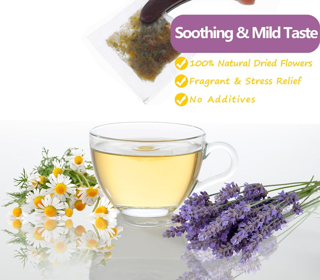 135 Premium Chamomile & Lavender Tea Bags,Relief & Caffeine Free & 100% Natural.