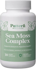 Pattern Wellness Sea Moss Complex - Organic Sea Moss, Burdock Root, Bladderwrack, Vitamin C, & Ginger Capsules - Immune Support, Digestive Health, Energy Support - Vegan, Non-GMO - 30 Capsules