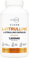 Type Zero L-Citrulline Capsules (180 Capsules) (1500 mg per Serving) - GMO-Free