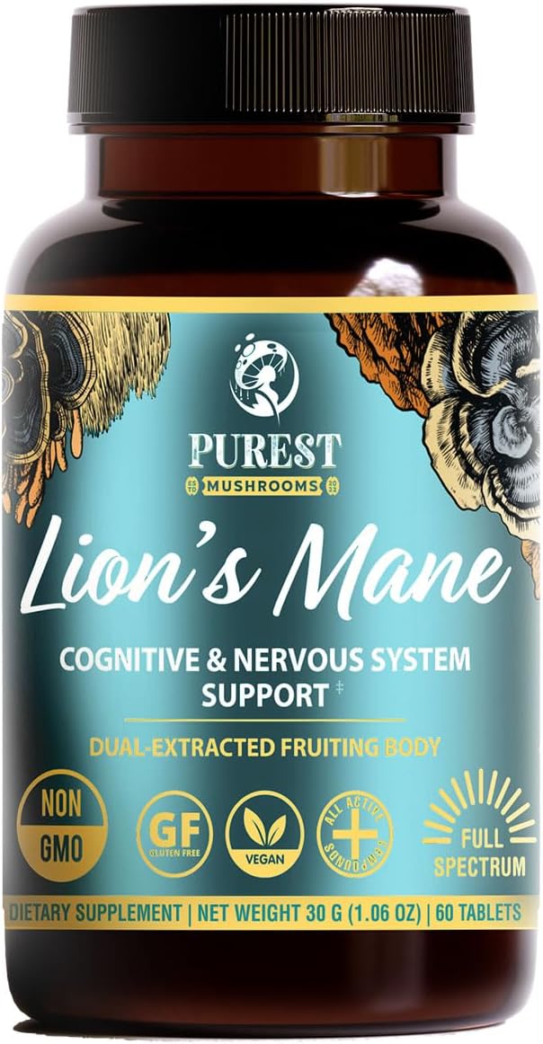 Lions Mane Mushroom Extract Tablets - 30g Monthly Supply - Patented Dual-Extraction Fruiting Body - 35%+ Beta-glucans + Active Compounds - Hardwood Log Grown - No Fillers or Additives