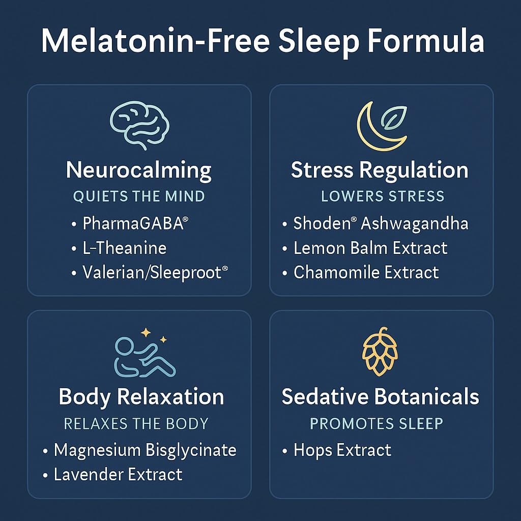 DormiOn™ Melatonin-Free Sleep Aid 10-in-1 Sleep, Stress, Cortisol, Mood & Memory Supports with Valerian, GABA, Ashwagandha, BioPerine, L-Theanine, Magnesium & Herbs – Wake Up Refreshed & No Grogginess