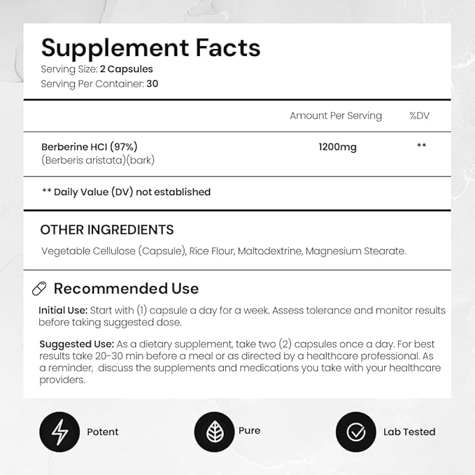 ACEWORKZ Berberine Supplement – Berberine HCL 1200mg per Serving – Weight Management & Cravings Support – Gut & Metabolic Health Support (60 Capsules)