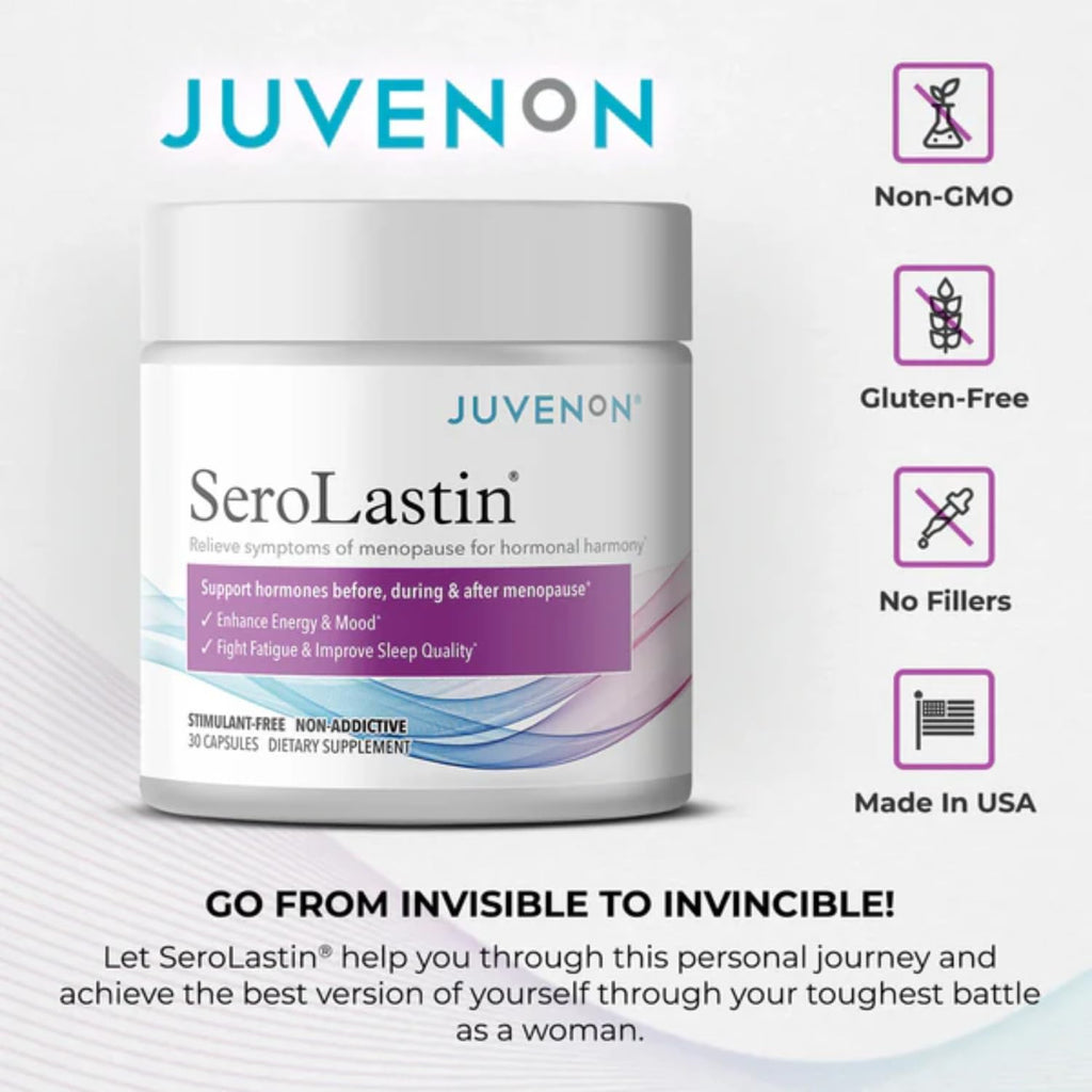 Juvenon Menopause Supplements for Women Mood Support, Hot Flashes Relief, Peri-Menopausal Support, Hormone Balance, Promote Calm, Energy, Clarity, Sleep, Natural Herbal Supplement, (30 Capsules)