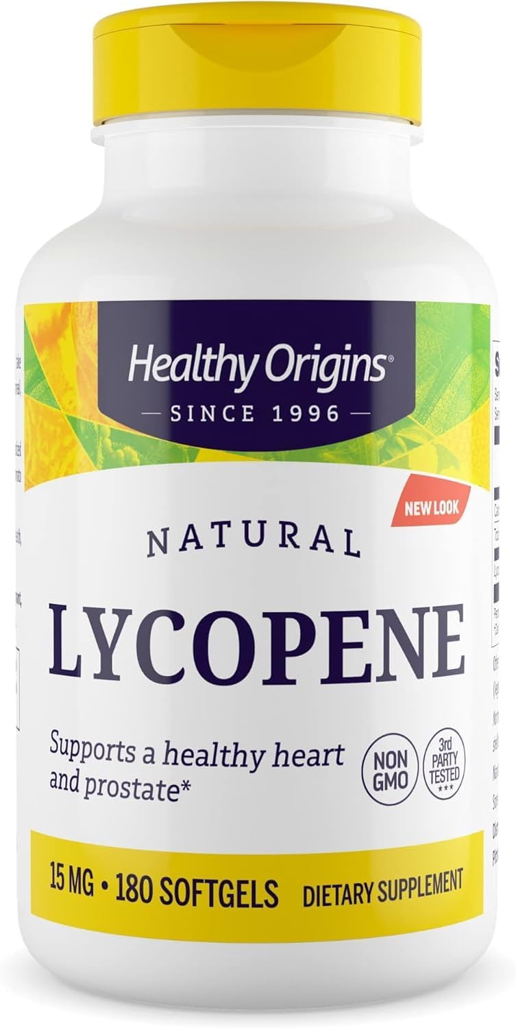 Healthy Origins Lycopene 15 mg (Natural, Non-GMO, Gluten Free, Skin Support, Prostate Support), 180 Softgels