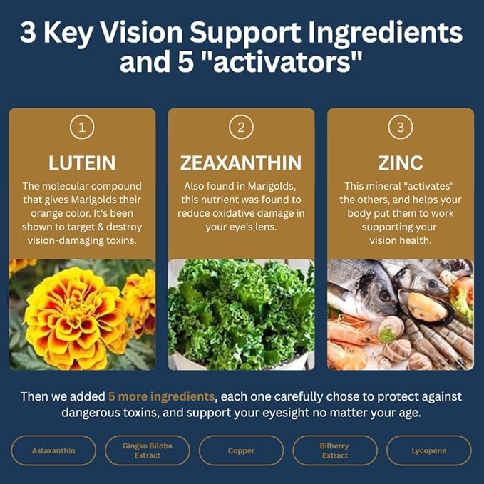 Zenith Labs Vision 20 Eye Vitamins - Lutein, Zeaxanthin, and Bilberry Extract - Supports Eye Strain, and Eye Health - Carotenoid Blend, 3 Pack