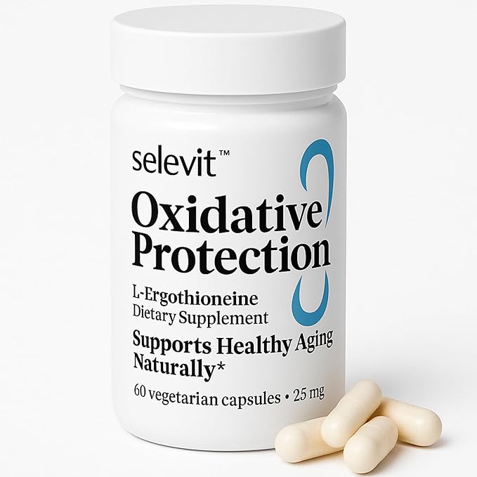 Oxidative Protection (L-Ergothioneine) 25mg - 60 Vegetarian Capsules, High-Purity & Potency, Nurtures Youthful Glow and Energy Daily, 30-Day Supply, GMP Certified, Made in USA