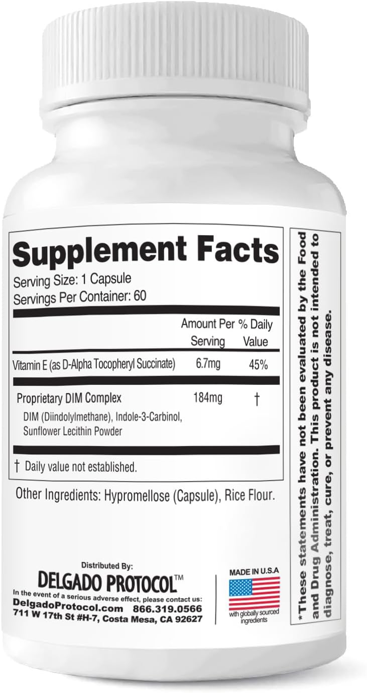 EstroBlock Estrogen Balance Supplement - Maintain Clear Skin, Body Defenses for Women & Men - Delgado Protocol - Original Formula w/No Crystalline DIM Against Dysfunction - 60 Capsules