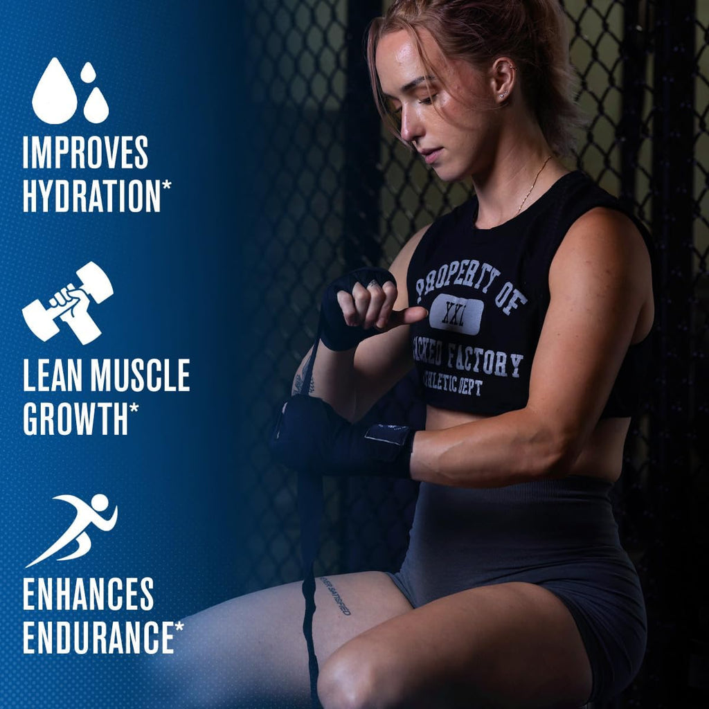 Jacked Factory Creatine + Electrolytes - Creatine Monohydrate with Taurine, Calcium, Sodium, & Potassium to Increase Muscle Growth, Strength, Hydration, & Endurance - 50 Servings, Blue Raspberry
